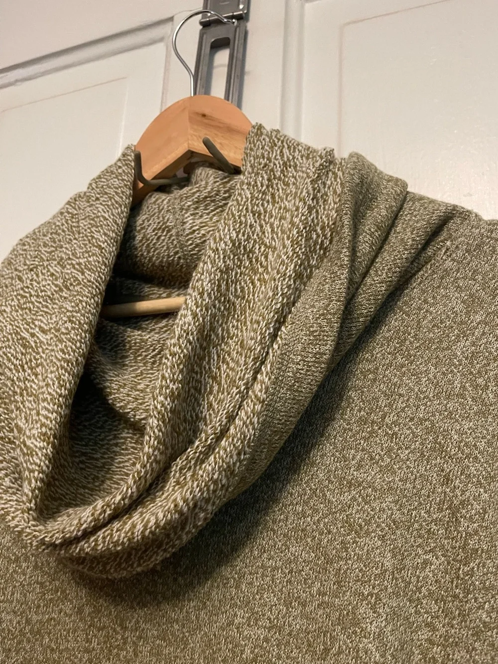 J. Crew NWOT Olive Marled Green Cowl Neck Sweatshirt Tunic Y2K